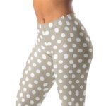 Khaki Polka Dot Leggings White Dot Yoga Pants For Women