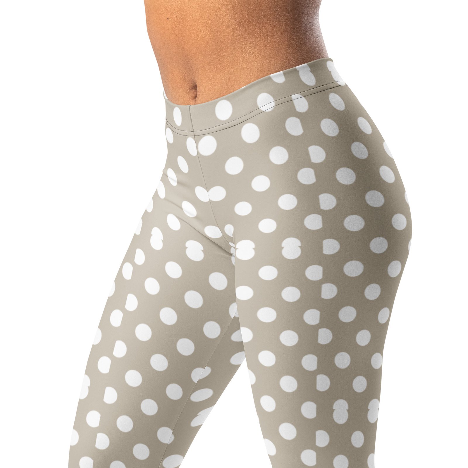 Khaki Polka Dot Leggings White Dot Yoga Pants For Women Khaki Polka Dot Leggings White Dot Yoga Pants For Women