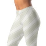 Khaki Stripe Leggings Diagonal Pattern Yoga Pants