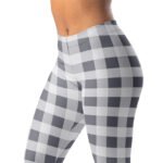 Grey Checkered Leggings Plaid Pattern Yoga Pants