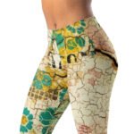 Vintage Floral Map Leggings Distressed Yoga Pants
