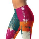 Abstract Patchwork Leggings Colorful Grunge Yoga Pants