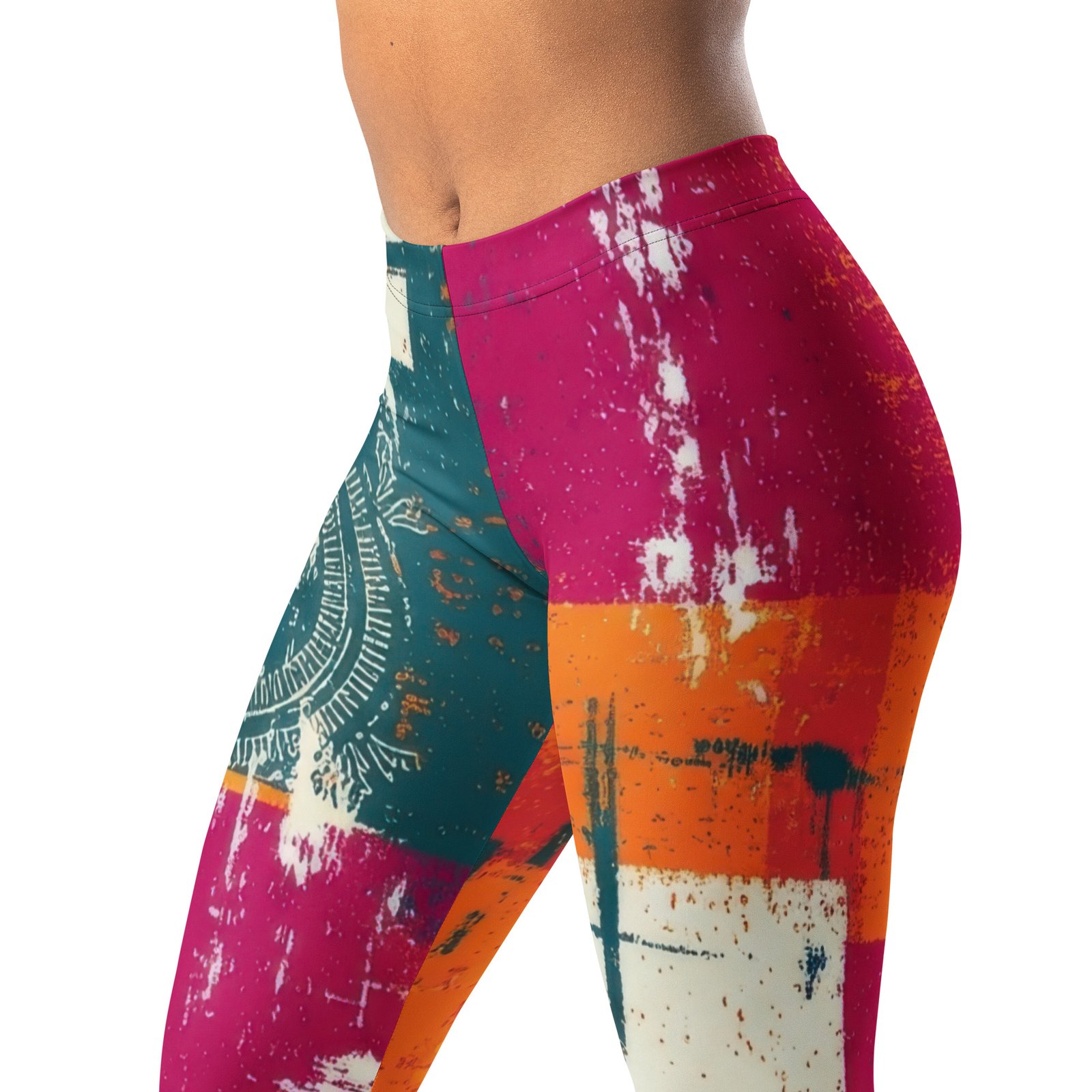 Abstract Patchwork Leggings Colorful Grunge Yoga Pants Abstract Patchwork Leggings Colorful Grunge Yoga Pants