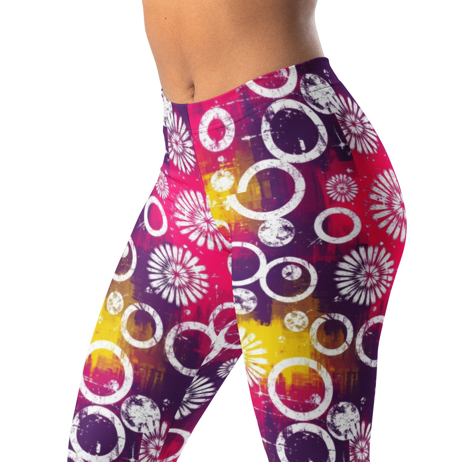 Firework Circle Leggings Retro Grunge Yoga Pants Firework Circle Leggings Retro Grunge Yoga Pants