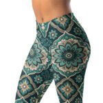 Teal Mandala Leggings Boho Floral Yoga Pants