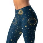Navy Celestial Leggings Gold Sun Moon Star Yoga Pants