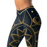 Gold Celestial Mandala Leggings Sacred Geometry Yoga