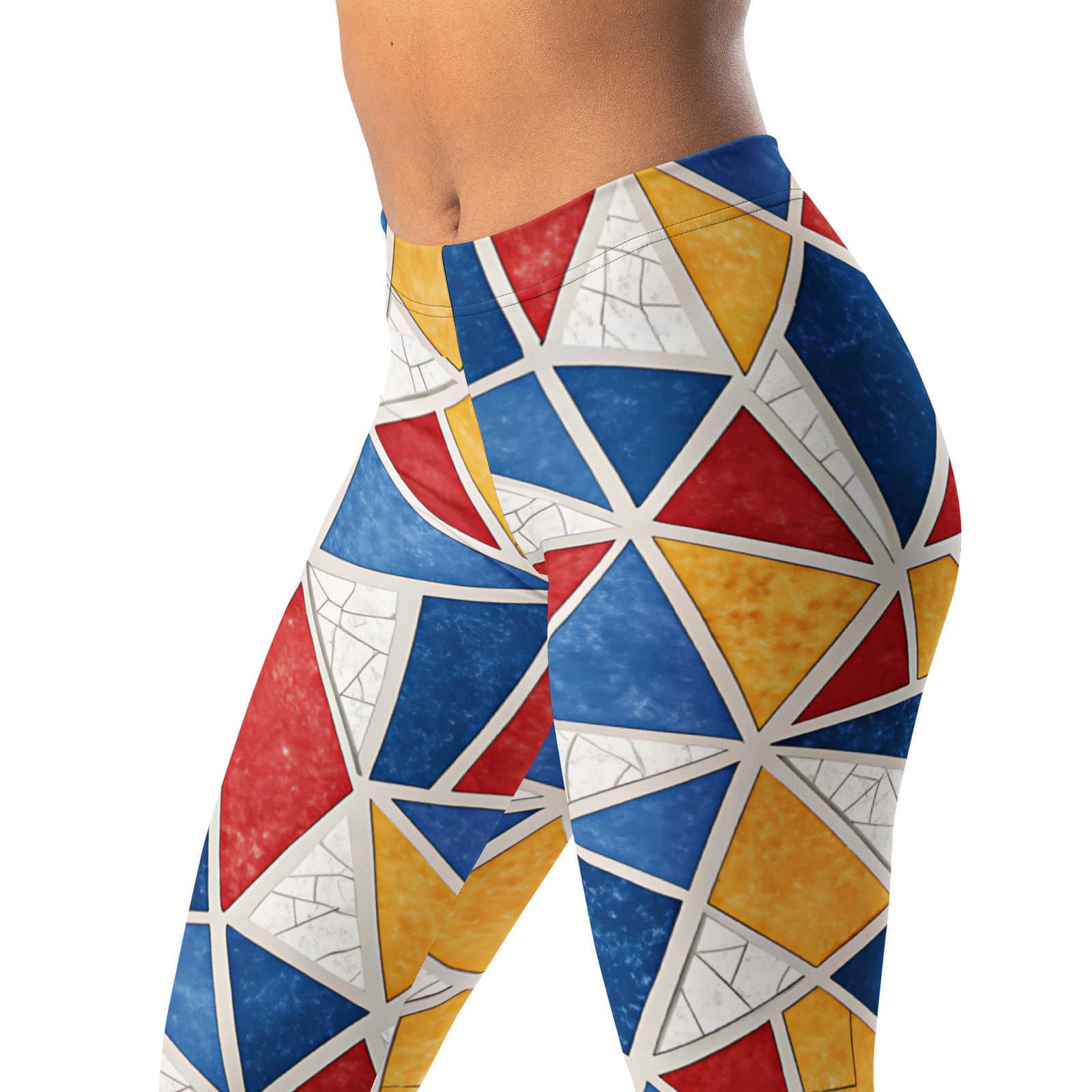 Geometric Triangle Leggings Red Blue Yellow Yoga Pants Geometric Triangle Leggings Red Blue Yellow Yoga Pants