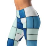 Blue Mosaic Leggings Geometric Tile Yoga Pants