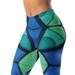 Blue Stained Glass Leggings Geometric Yoga Pants