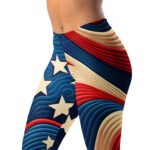 Wavy American Flag Leggings Patriotic Yoga Pants