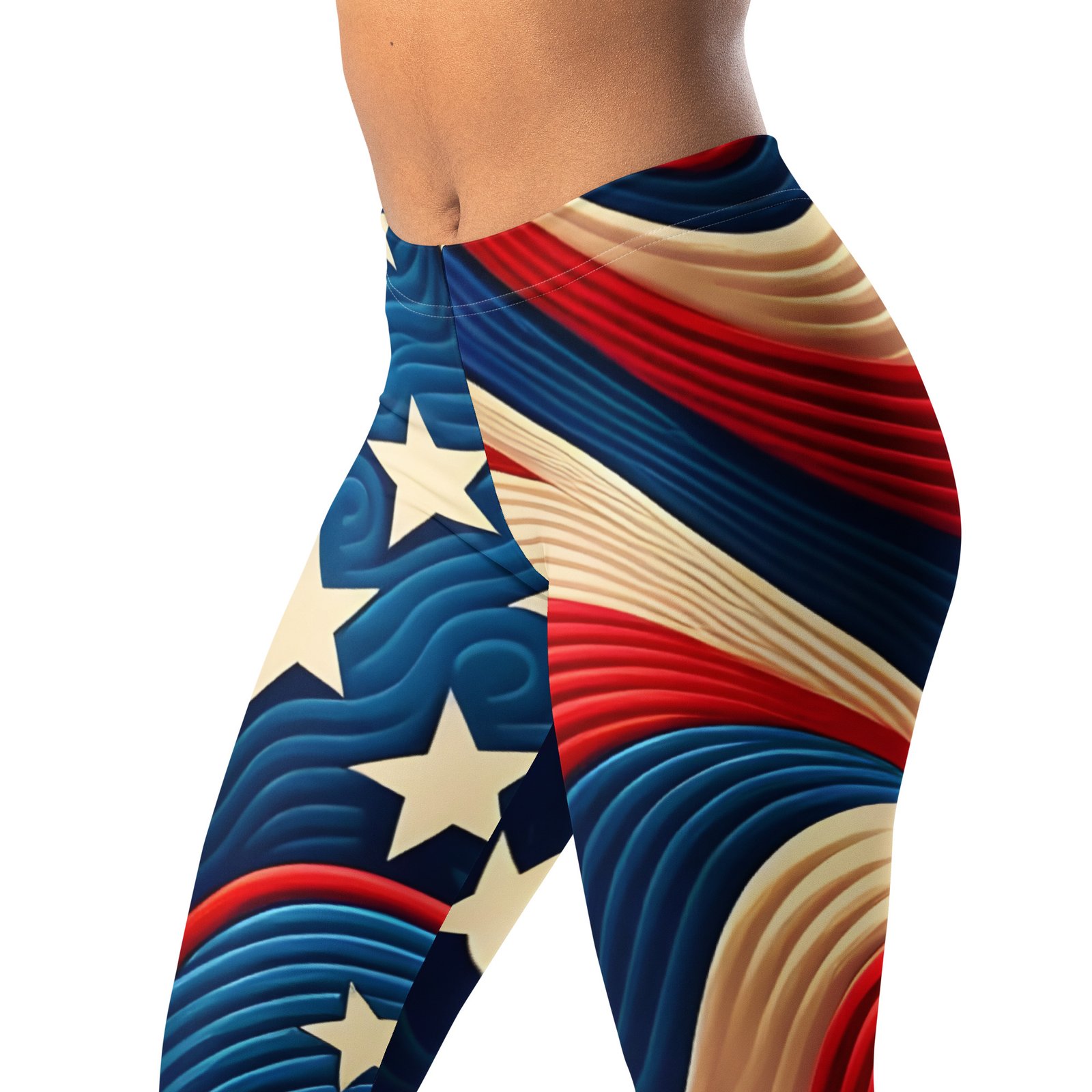 Wavy American Flag Leggings Patriotic Yoga Pants Wavy American Flag Leggings Patriotic Yoga Pants