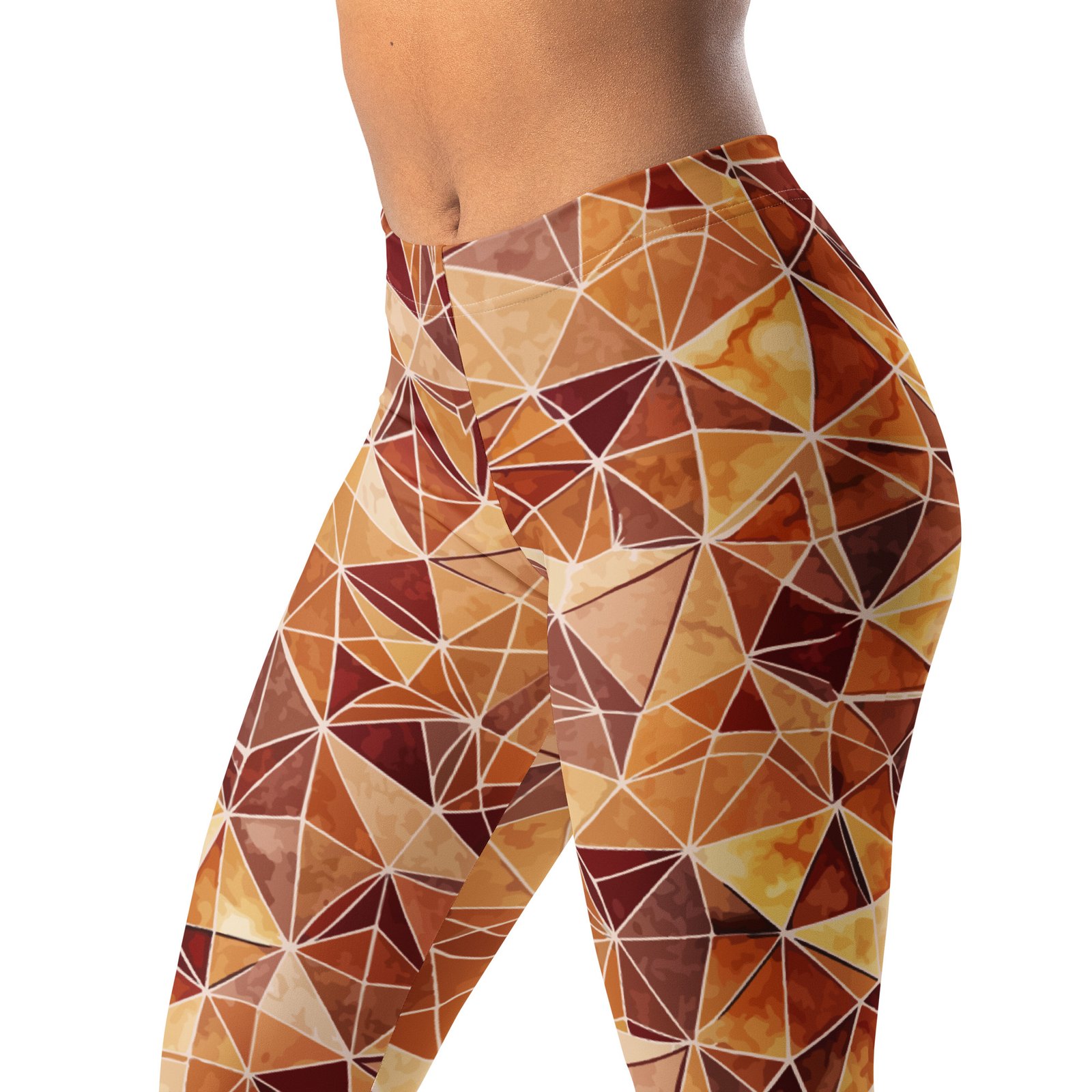 Brown Triangle Leggings Earthy Geometric Yoga Pants Brown Triangle Leggings Earthy Geometric Yoga Pants