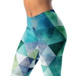 Teal Watercolor Triangle Leggings Geometric Yoga Pants