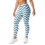 Blue Chevron Leggings Zigzag Pattern Yoga Pants
