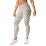 Khaki Polka Dot Leggings White Dot Yoga Pants For Women