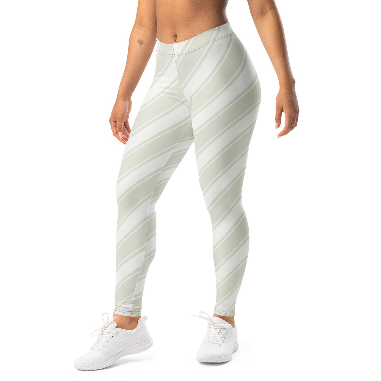 Khaki Stripe Leggings Diagonal Pattern Yoga Pants Khaki Stripe Leggings Diagonal Pattern Yoga Pants