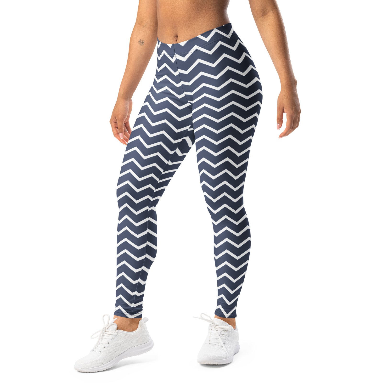 Navy Chevron Leggings Zigzag Pattern Yoga Pants Navy Chevron Leggings Zigzag Pattern Yoga Pants