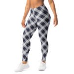 Navy Plaid Leggings Tartan Pattern Yoga Pants For Women