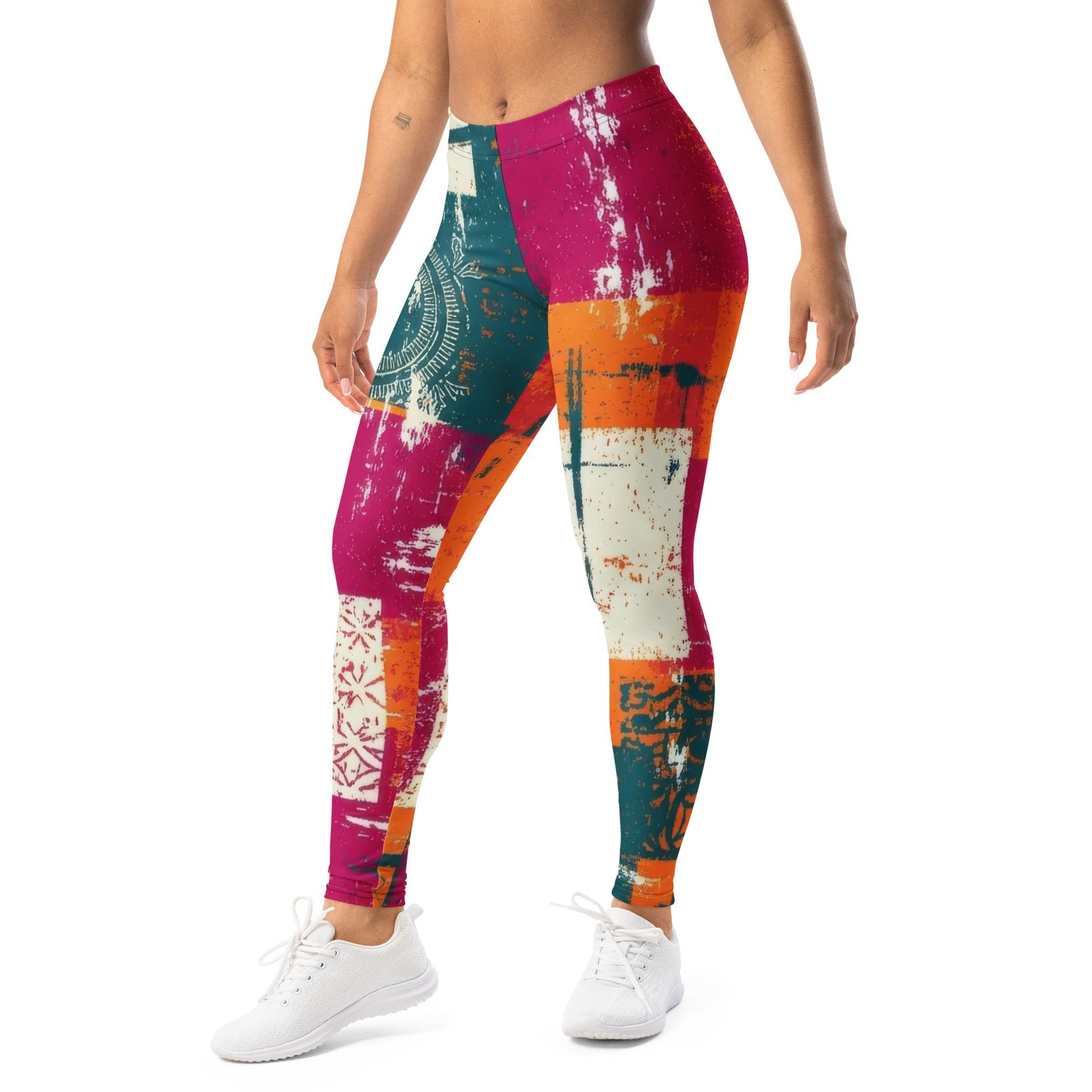 Abstract Patchwork Leggings Colorful Grunge Yoga Pants Abstract Patchwork Leggings Colorful Grunge Yoga Pants