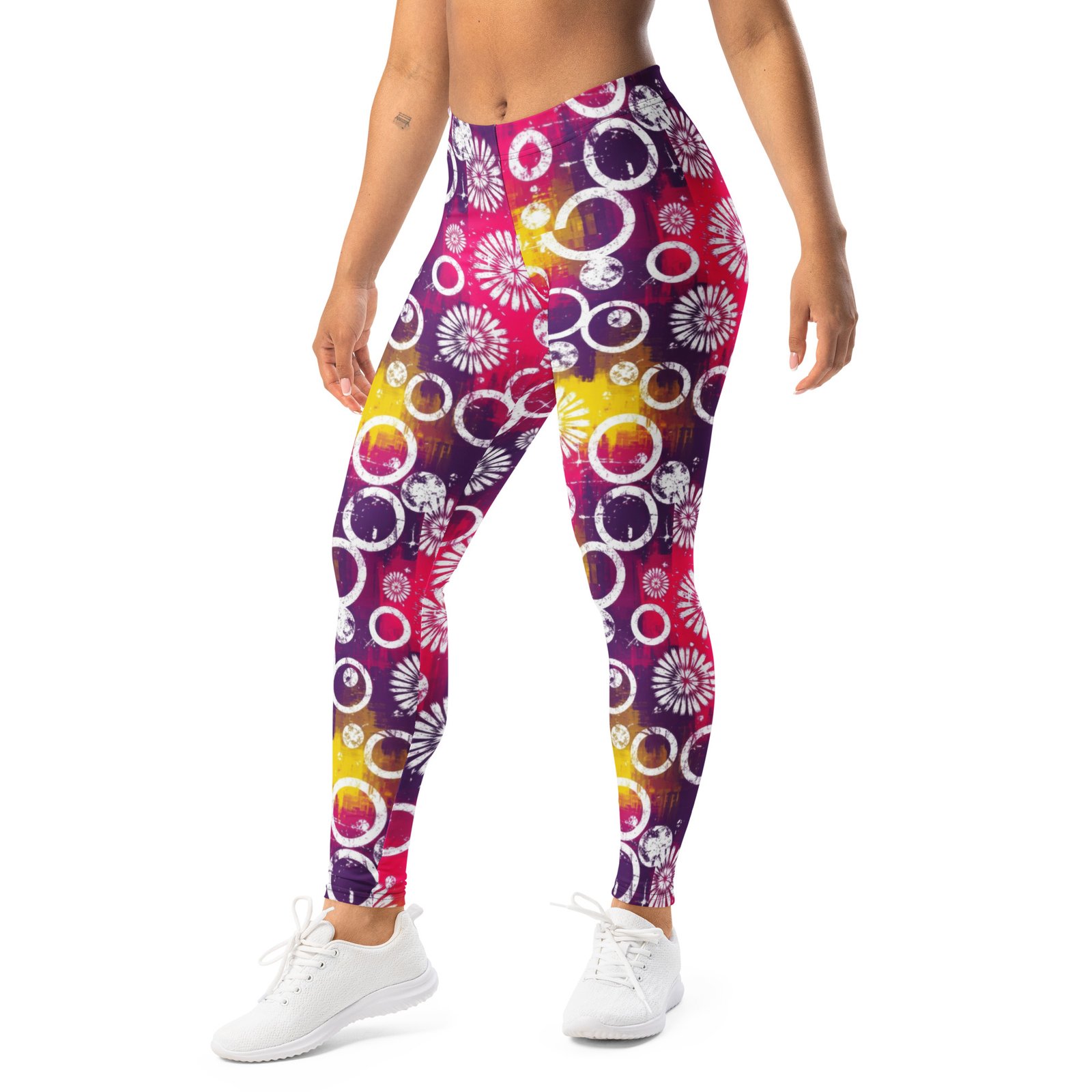 Firework Circle Leggings Retro Grunge Yoga Pants Firework Circle Leggings Retro Grunge Yoga Pants
