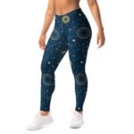 Navy Celestial Leggings Gold Sun Moon Star Yoga Pants