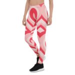 Red Heart Leggings Pink & White Striped Yoga Pants