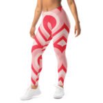 Red Heart Leggings Pink & White Striped Yoga Pants
