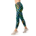 Woven Basket Leggings Blue Green Weave Yoga Pants