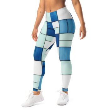 Blue Mosaic Leggings Geometric Tile Yoga Pants