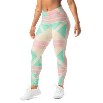 Pastel Geometric Leggings Mint And Pink Yoga Pants
