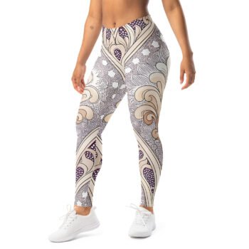 Purple Gothic Leggings Ornate Damask Yoga Pants
