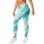 Teal Diagonal Leggings Mint Blue Yoga Pants