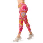 Retro Heart Leggings Concentric 70s Pattern Yoga Pants