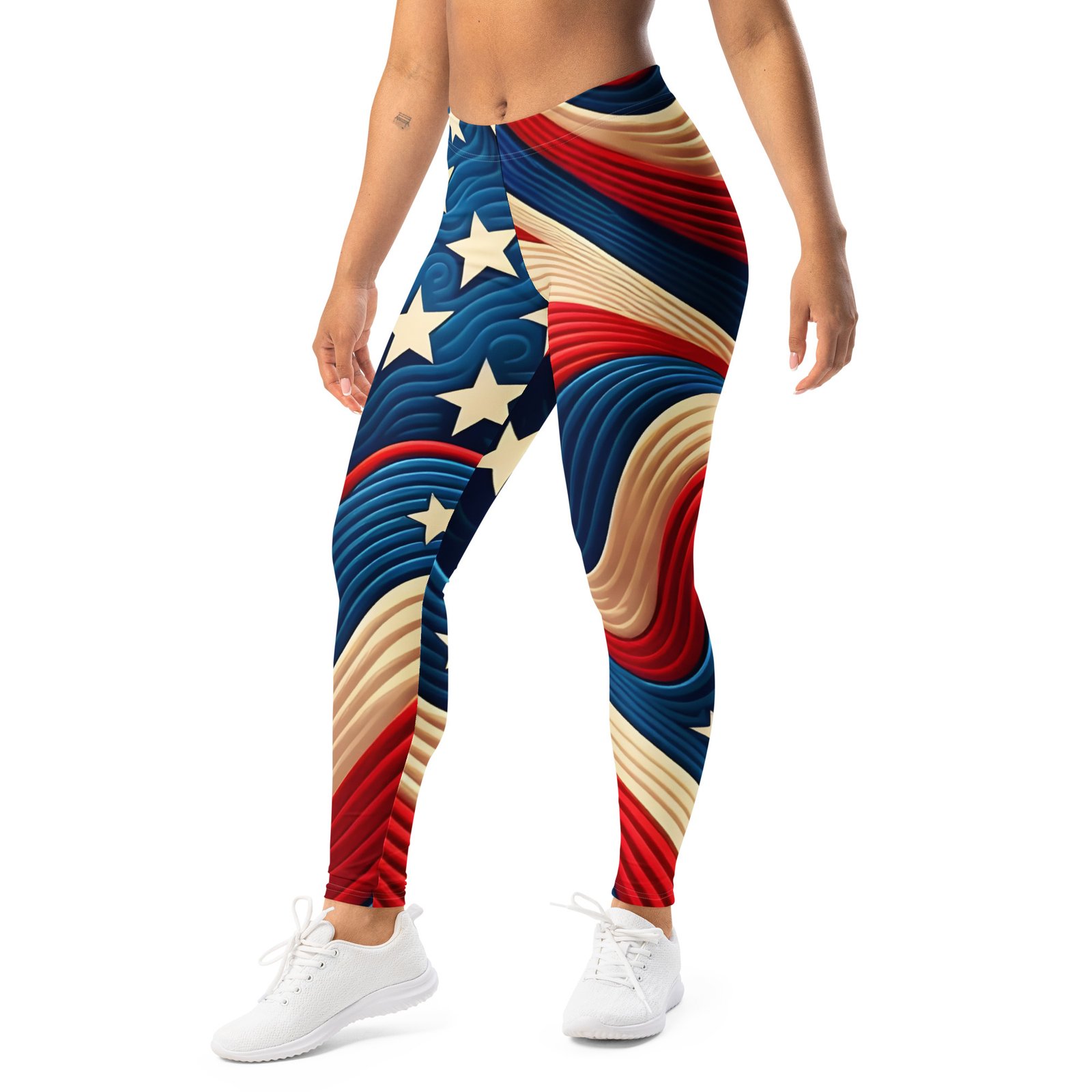 Wavy American Flag Leggings Patriotic Yoga Pants Wavy American Flag Leggings Patriotic Yoga Pants