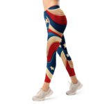 Wavy American Flag Leggings Patriotic Yoga Pants