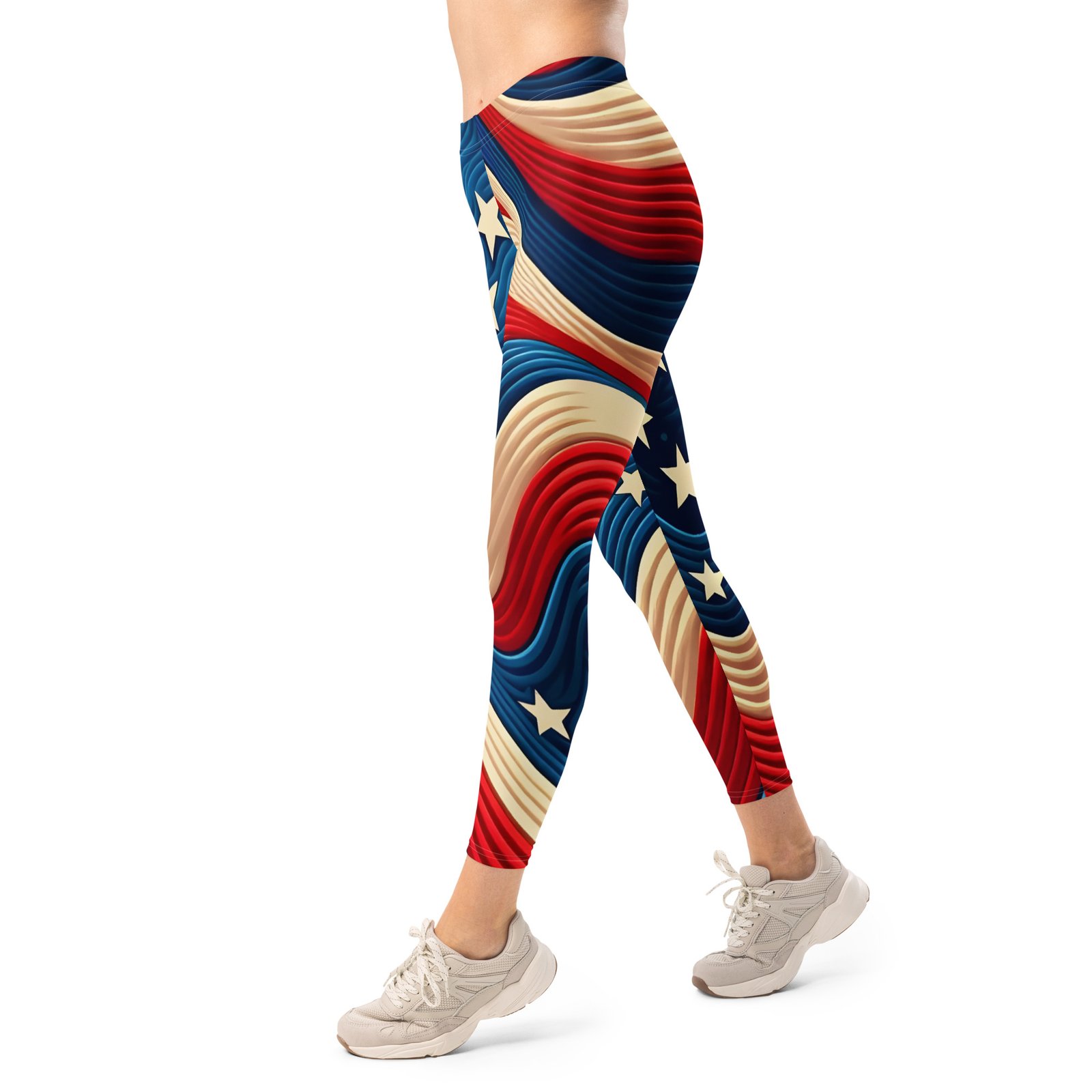 Wavy American Flag Leggings Patriotic Yoga Pants Wavy American Flag Leggings Patriotic Yoga Pants
