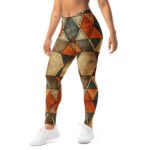 Earthy Geometric Leggings Boho Triangle Yoga Pants