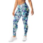 Watercolor Triangle Leggings Teal Geometric Yoga Pants