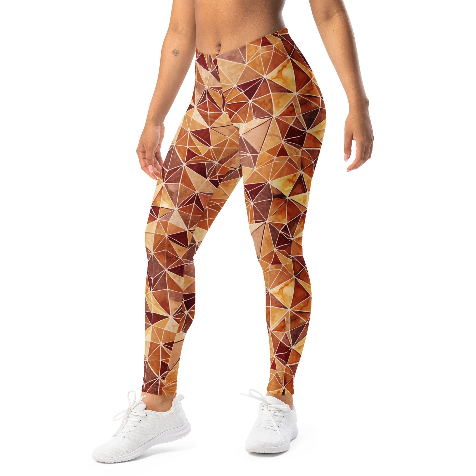 Brown Triangle Leggings Earthy Geometric Yoga Pants Brown Triangle Leggings Earthy Geometric Yoga Pants