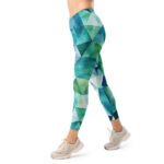 Teal Watercolor Triangle Leggings Geometric Yoga Pants