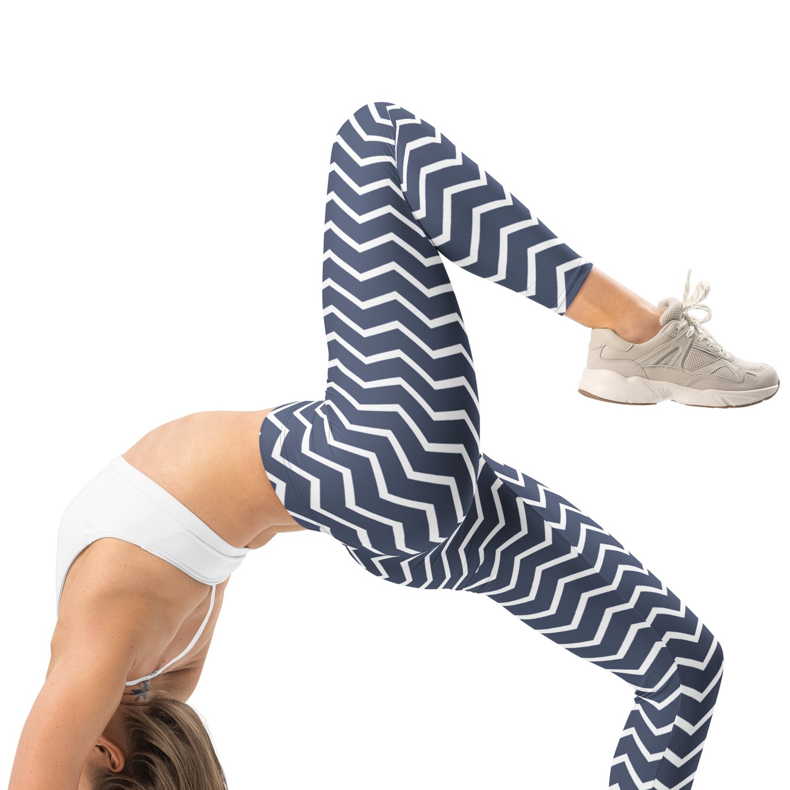 Navy Chevron Leggings Zigzag Pattern Yoga Pants Navy Chevron Leggings Zigzag Pattern Yoga Pants
