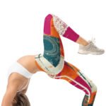 Abstract Patchwork Leggings Colorful Grunge Yoga Pants