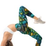 Woven Basket Leggings Blue Green Weave Yoga Pants