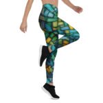 Woven Basket Leggings Blue Green Weave Yoga Pants