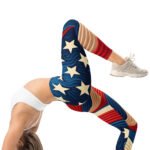 Wavy American Flag Leggings Patriotic Yoga Pants