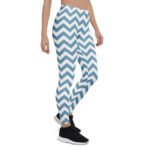 Blue Chevron Leggings Zigzag Pattern Yoga Pants