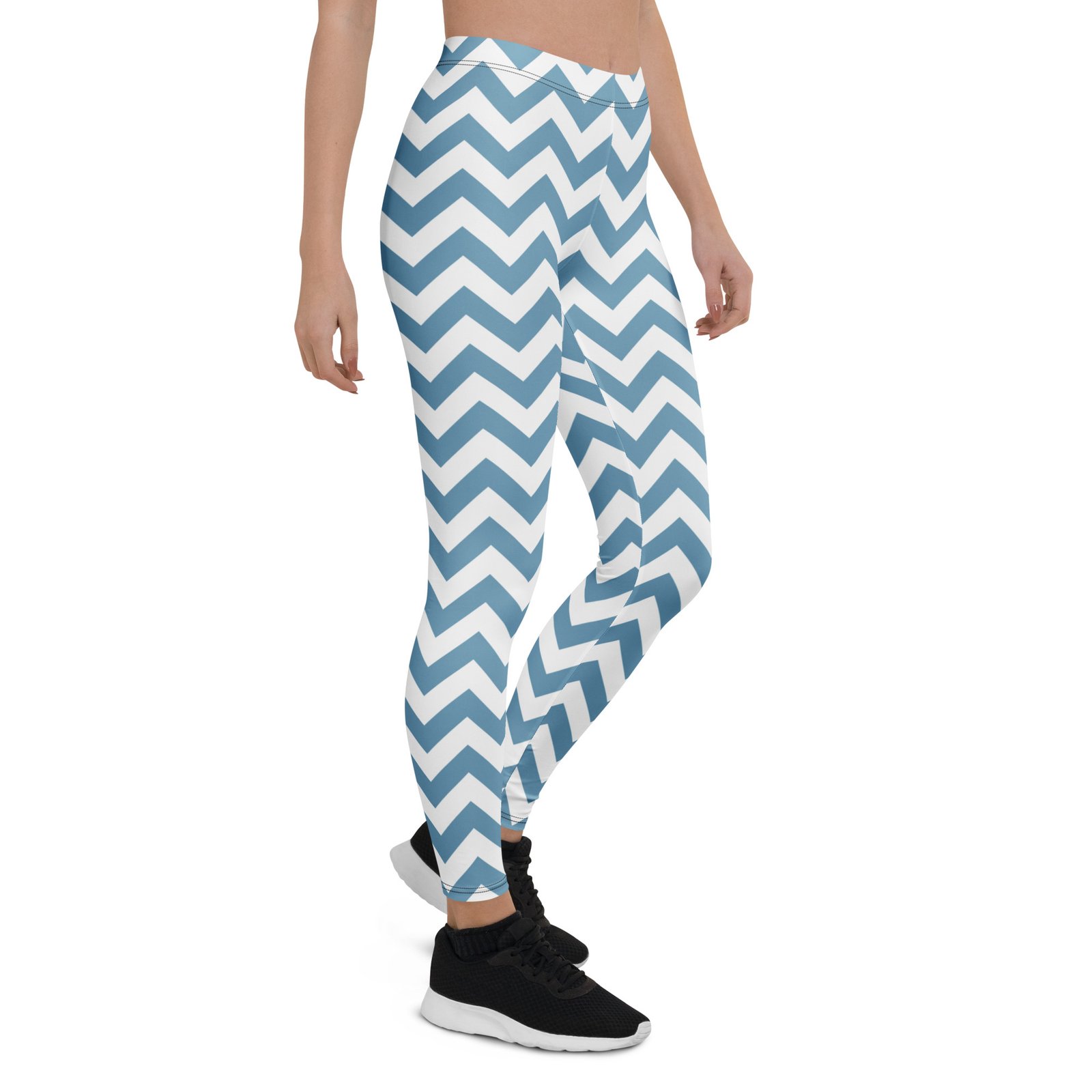 Blue Chevron Leggings Zigzag Pattern Yoga Pants Blue Chevron Leggings Zigzag Pattern Yoga Pants