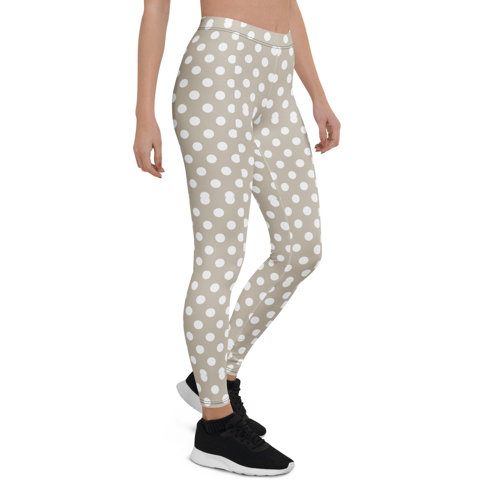 Khaki Polka Dot Leggings White Dot Yoga Pants For Women Khaki Polka Dot Leggings White Dot Yoga Pants For Women