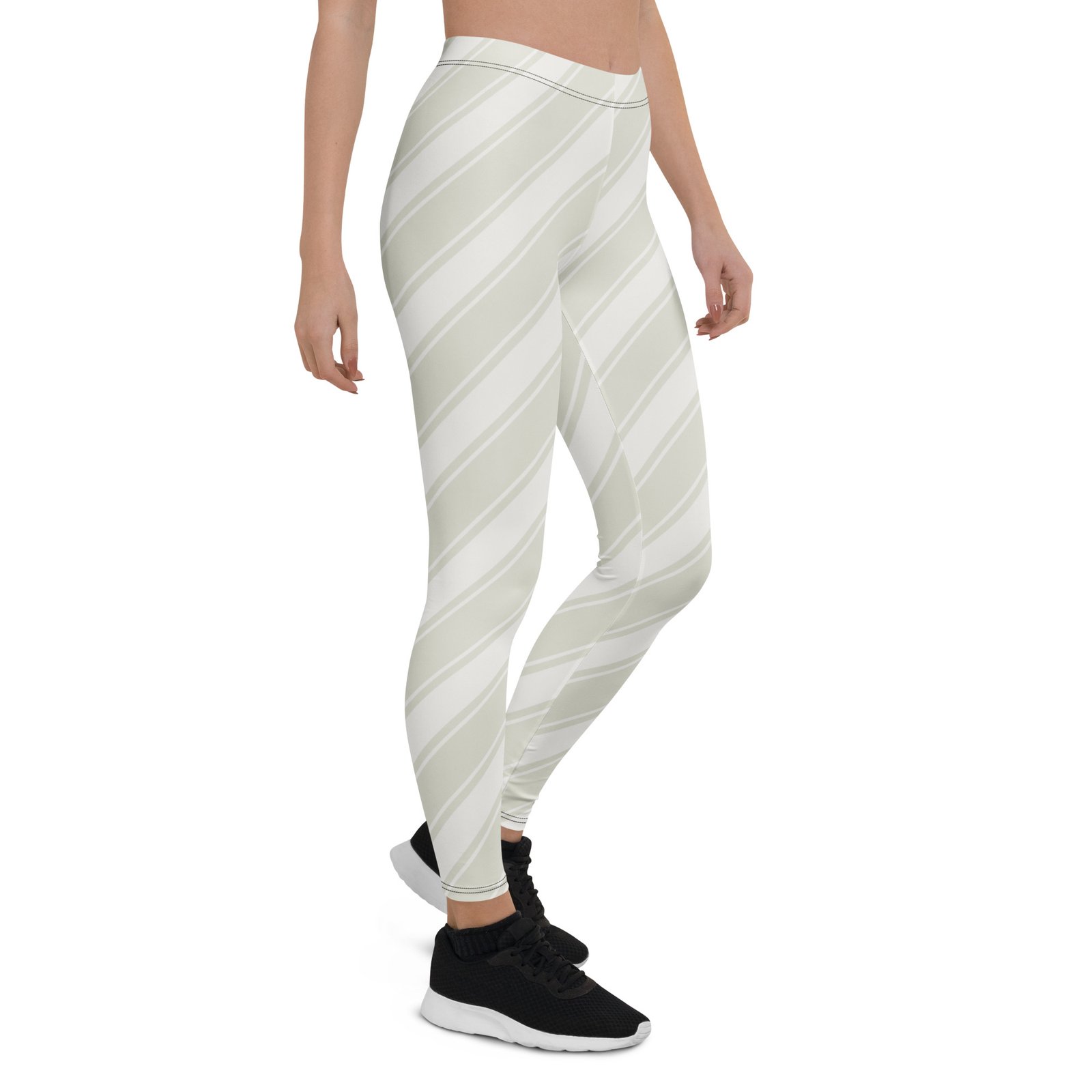 Khaki Stripe Leggings Diagonal Pattern Yoga Pants Khaki Stripe Leggings Diagonal Pattern Yoga Pants